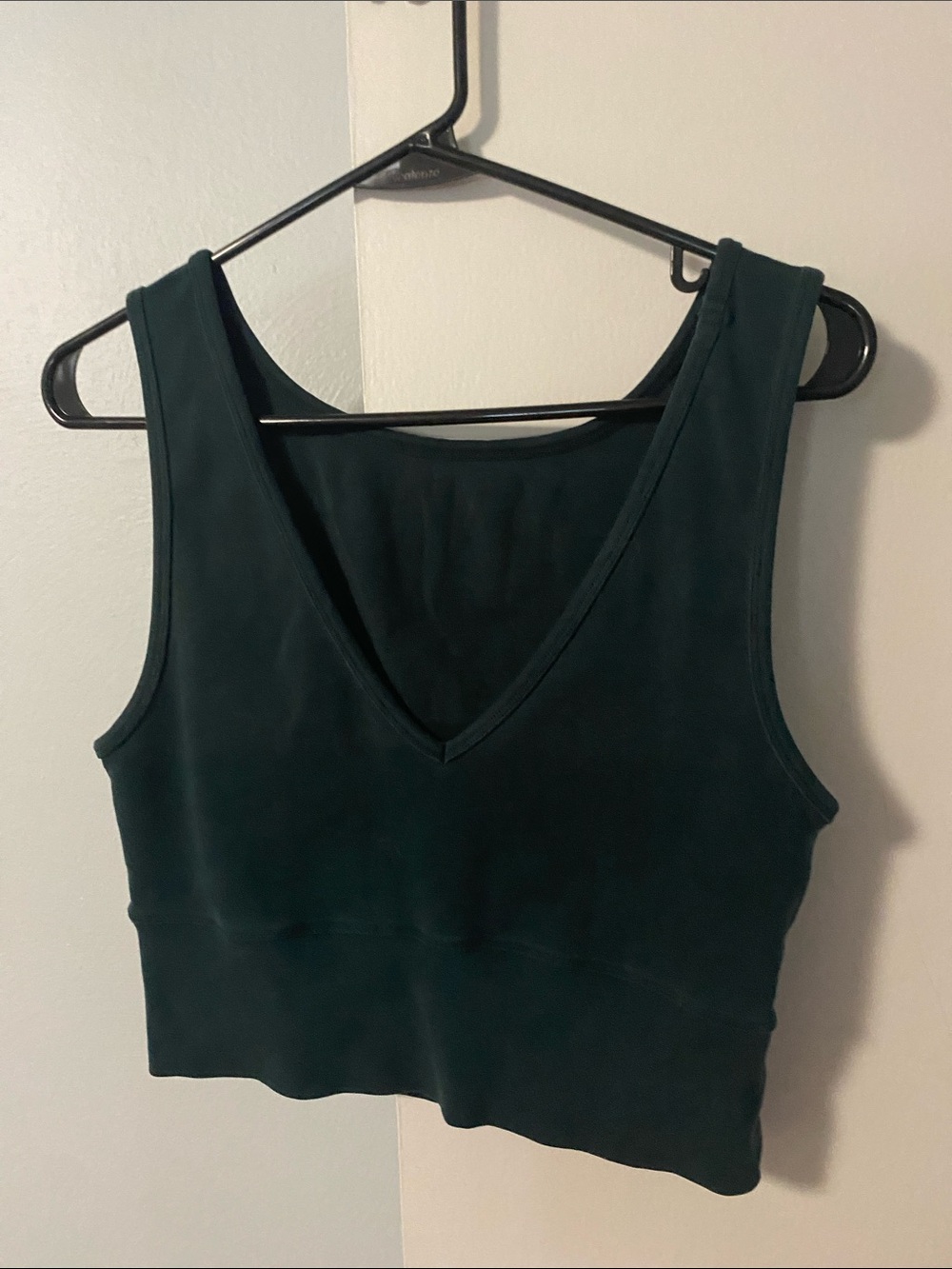 Womens Deep Green Organic Cotton V-Neck Sleeveless Bra Top